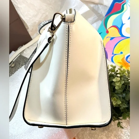 Like New Genuine Leather white large medium convertible bag satchel - Picture 13 of 16